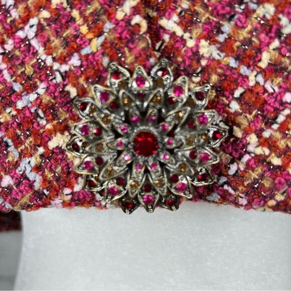 Walter Neiman Marcus Capelet Rhinestone Brooch Tweed Multicolor Lined NWT $310 - Picture 3 of 11